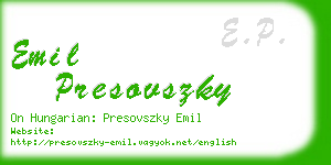 emil presovszky business card